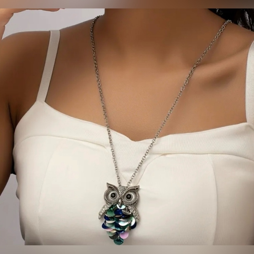 Vintage Boho Owl Pendant Necklace